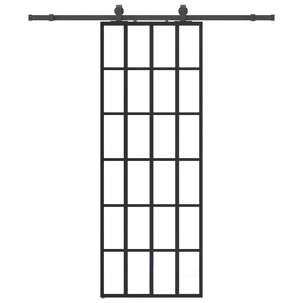 vidaXL Συρόμενη Πόρτα με Μηχανισμό Μαύρο 76x205 εκ. Γυαλί ESG
