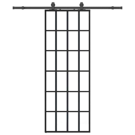 vidaXL Συρόμενη Πόρτα με Μηχανισμό Μαύρο 76x205 εκ. Γυαλί ESG