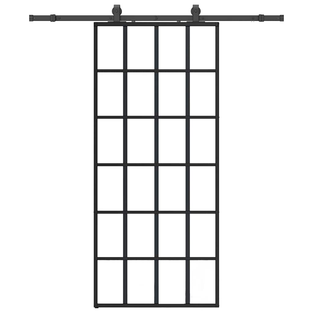 vidaXL Συρόμενη Πόρτα με Μηχανισμό Μαύρο 90x205 εκ. Γυαλί ESG