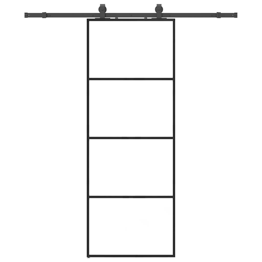 vidaXL Συρόμενη Πόρτα με Μηχανισμό Μαύρο 76x205 εκ. Γυαλί ESG