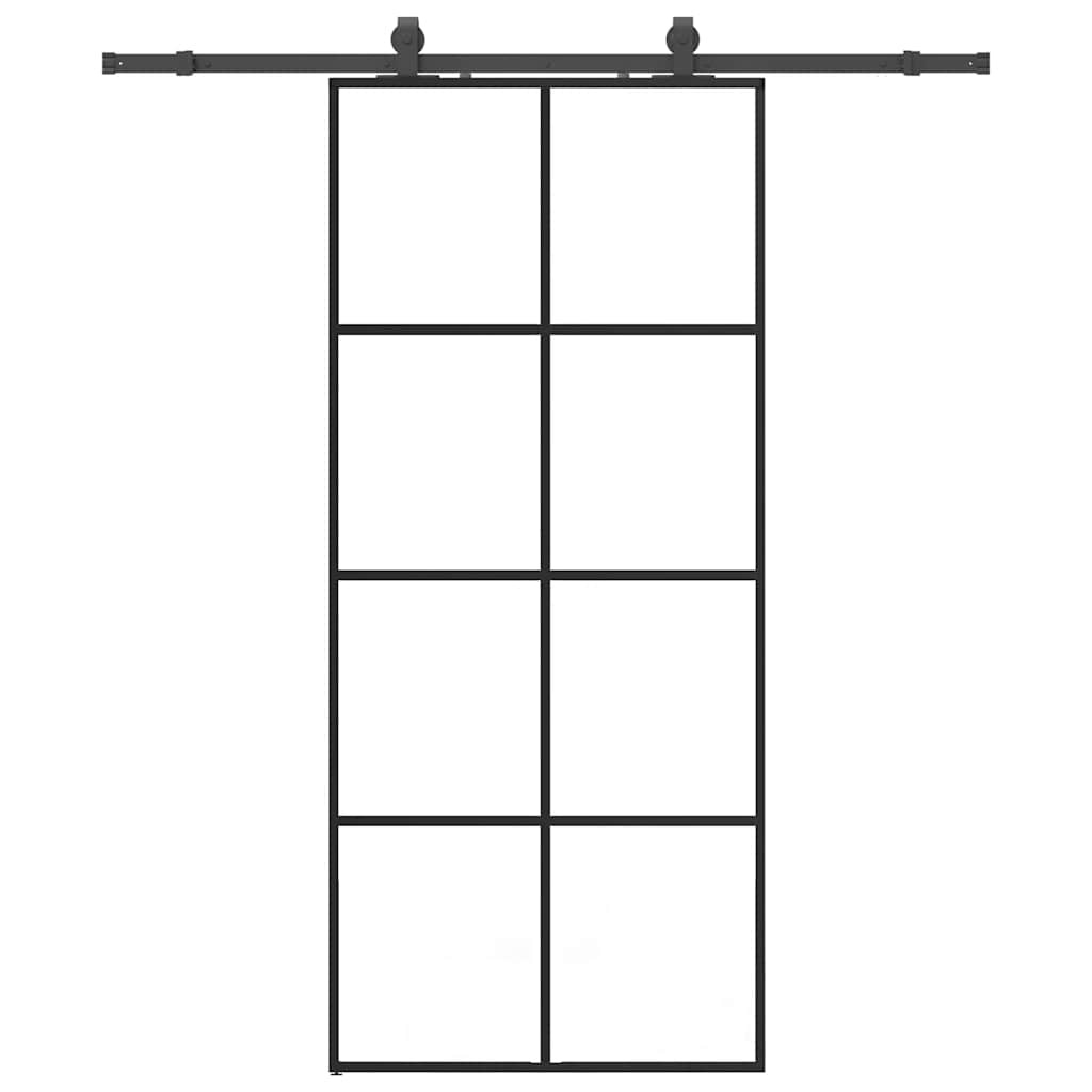 vidaXL Συρόμενη Πόρτα με Μηχανισμό Μαύρο 90x205 εκ. Γυαλί ESG