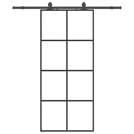vidaXL Συρόμενη Πόρτα με Μηχανισμό Μαύρο 90x205 εκ. Γυαλί ESG