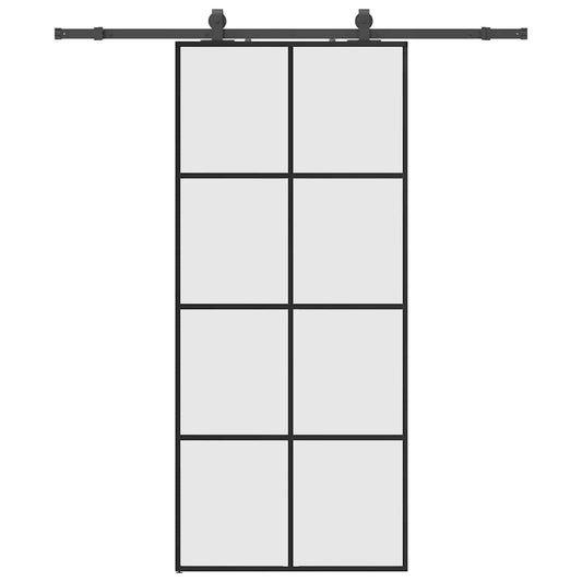 vidaXL Συρόμενη Πόρτα με Μηχανισμό Μαύρο 90x205 εκ. Γυαλί ESG
