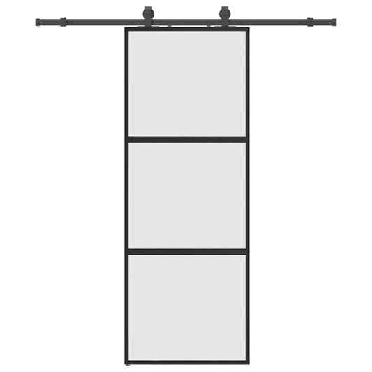 vidaXL Συρόμενη πόρτα με σετ υλικού Μαύρο 76x205 cm γυαλί μετριασμένο