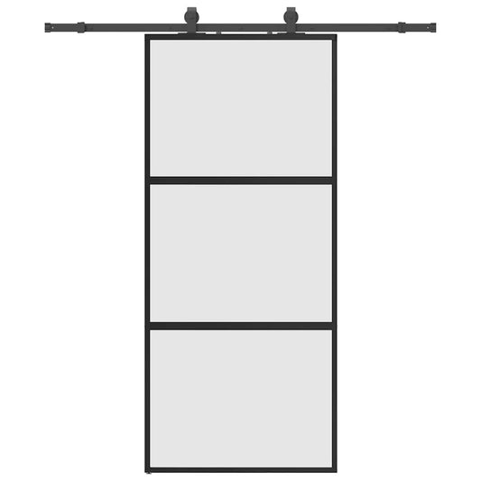 vidaXL Συρόμενη πόρτα με σετ υλικού Μαύρο 90x205 cm γυαλί μετριασμένο