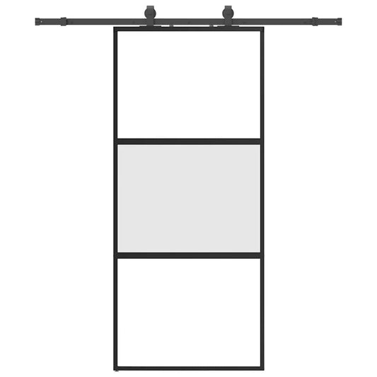 vidaXL Συρόμενη πόρτα με σετ υλικού Μαύρο 90x205 cm γυαλί μετριασμένο