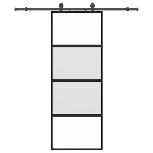 vidaXL Συρόμενη πόρτα με σετ υλικού Μαύρο 76x205 cm γυαλί μετριασμένο