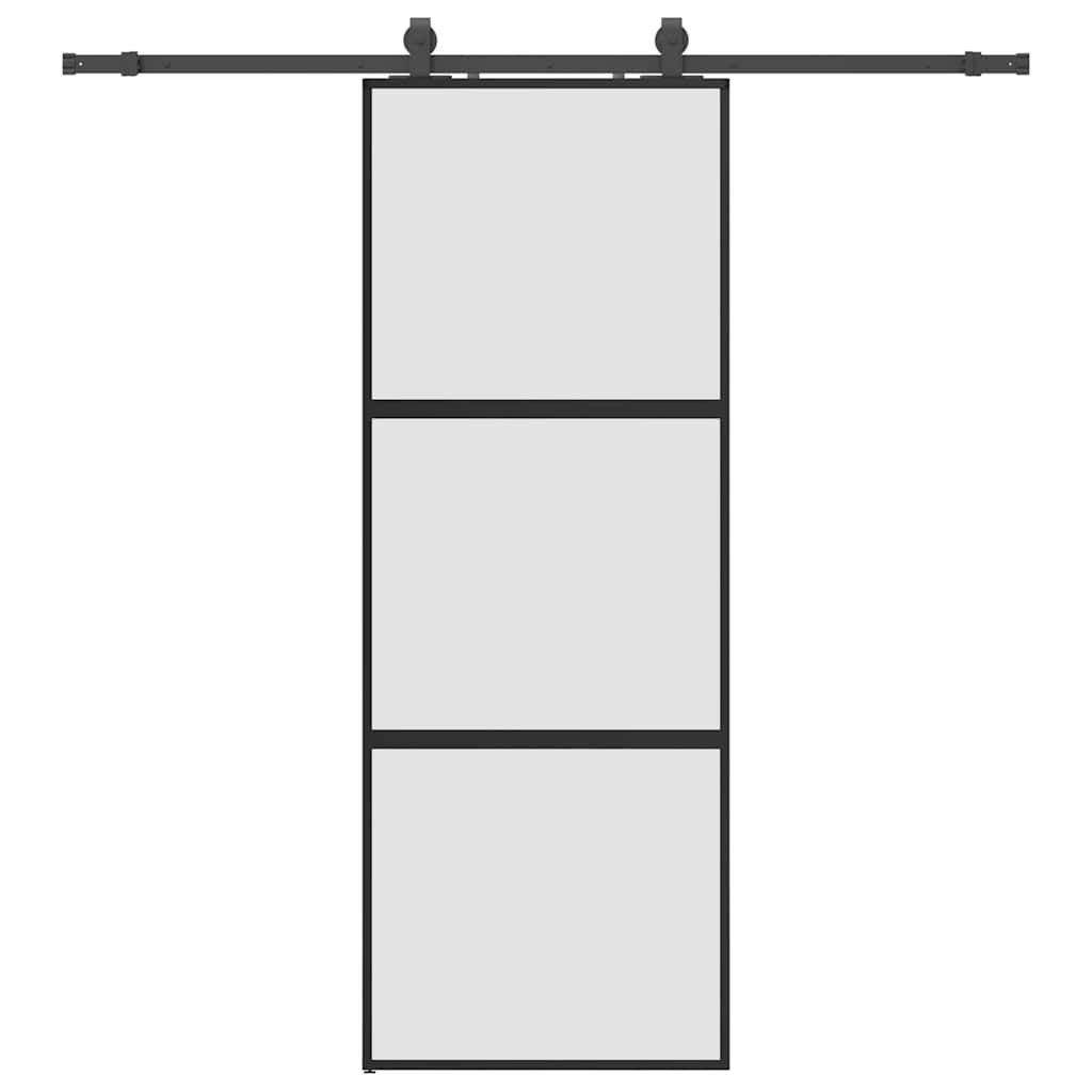 vidaXL Συρόμενη πόρτα με σετ υλικού Μαύρο 76x205 cm γυαλί μετριασμένο