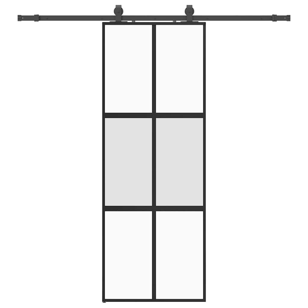 vidaXL Συρόμενη πόρτα με σετ υλικού Μαύρο 76x205 cm γυαλί μετριασμένο