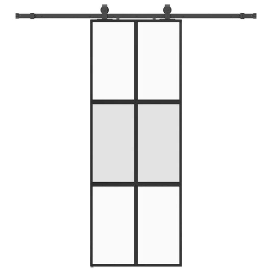 vidaXL Συρόμενη πόρτα με σετ υλικού Μαύρο 76x205 cm γυαλί μετριασμένο