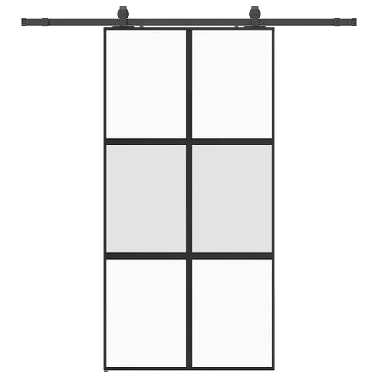 vidaXL Σετ συρόμενης πόρτας με υλικό μαύρο 102,5x205 cm