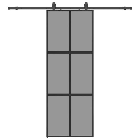vidaXL Συρόμενη πόρτα με σετ υλικού Μαύρο 76x205 cm γυαλί μετριασμένο