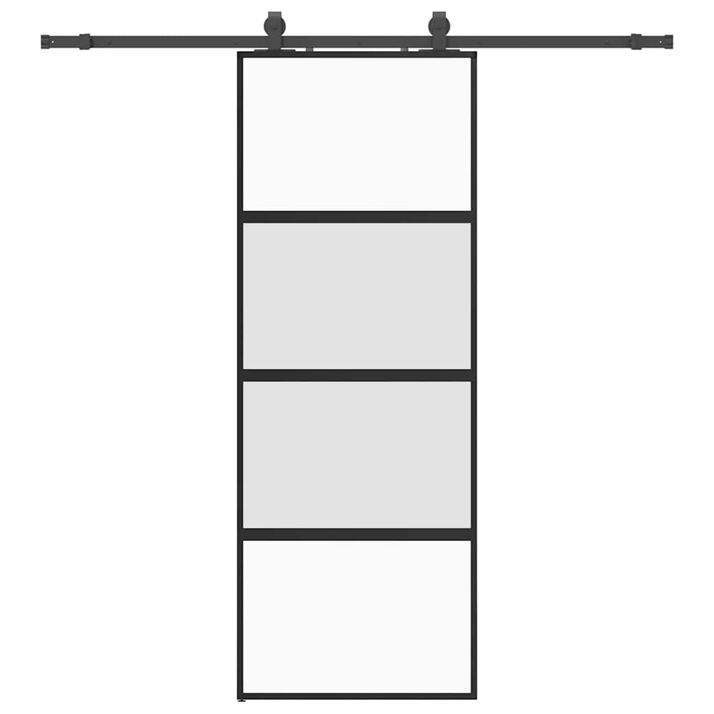vidaXL Συρόμενη πόρτα με σετ υλικού Μαύρο 76x205 cm γυαλί μετριασμένο