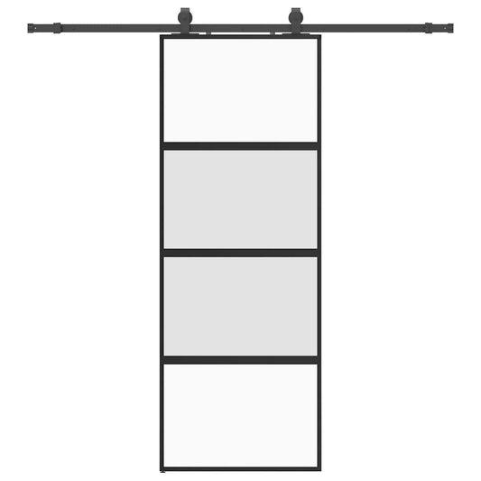 vidaXL Συρόμενη πόρτα με σετ υλικού Μαύρο 76x205 cm γυαλί μετριασμένο