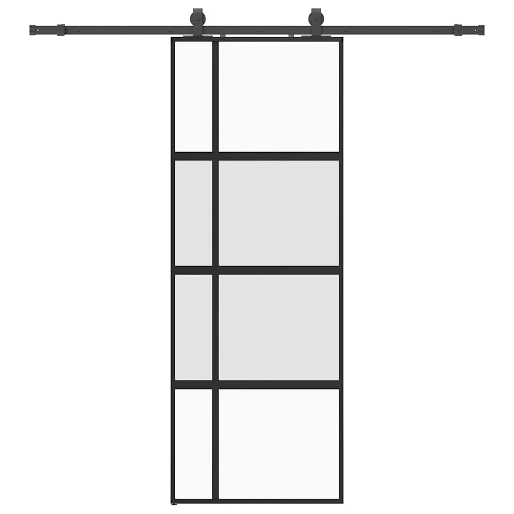 vidaXL Συρόμενη πόρτα με σετ υλικού Μαύρο 76x205 cm γυαλί μετριασμένο