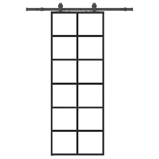 vidaXL Συρόμενη Πόρτα με Μηχανισμό Μαύρο 76x205 εκ. Γυαλί ESG