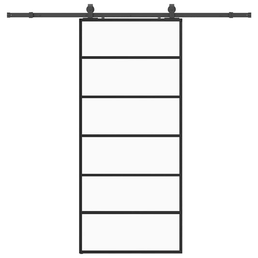 vidaXL Συρόμενη Πόρτα με Μηχανισμό Μαύρο 90x205 εκ. Γυαλί ESG