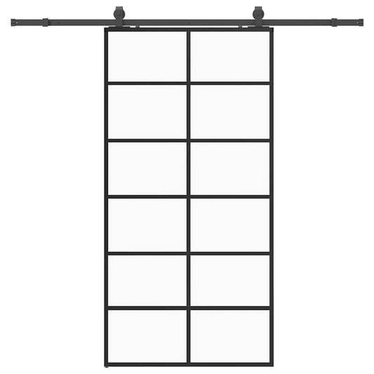 vidaXL Συρόμενη πόρτα με σετ υλικού Μαύρο 102x205 cm ESG Γυαλί