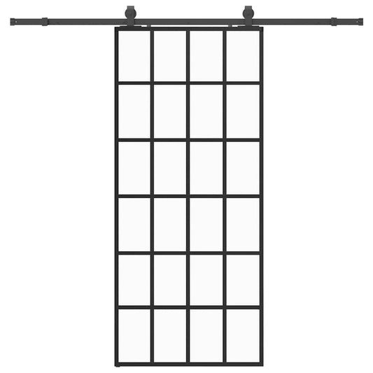 vidaXL Συρόμενη Πόρτα με Μηχανισμό Μαύρο 90x205 εκ. Γυαλί ESG