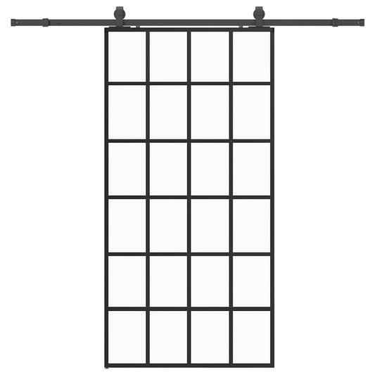 vidaXL Συρόμενη πόρτα με σετ υλικού Μαύρο 102x205 cm ESG Γυαλί