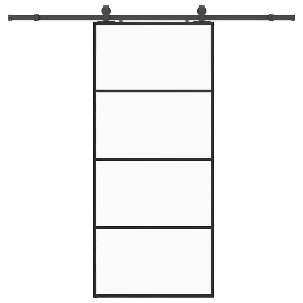 vidaXL Συρόμενη Πόρτα με Μηχανισμό Μαύρο 90x205 εκ. Γυαλί ESG