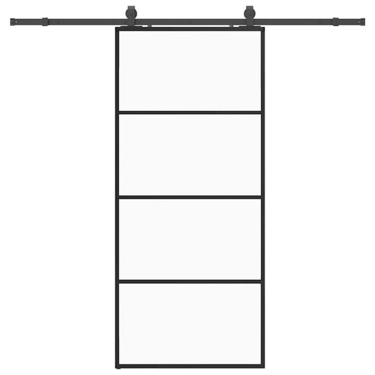 vidaXL Συρόμενη Πόρτα με Μηχανισμό Μαύρο 90x205 εκ. Γυαλί ESG