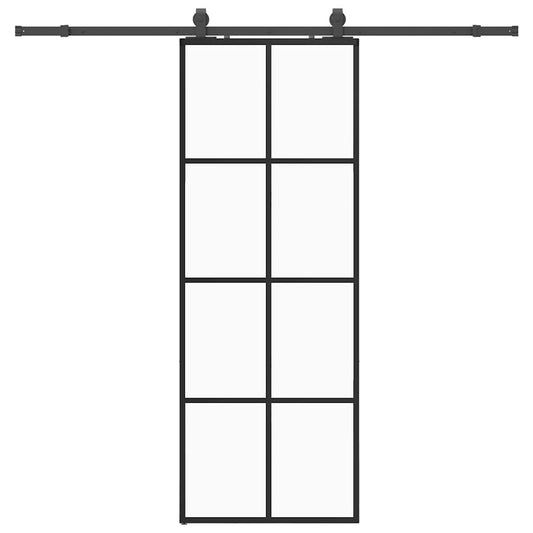 vidaXL Συρόμενη Πόρτα με Μηχανισμό Μαύρο 76x205 εκ. Γυαλί ESG