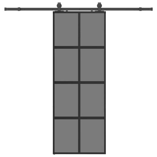 vidaXL Συρόμενη πόρτα με σετ υλικού Μαύρο 76x205 cm γυαλί μετριασμένο