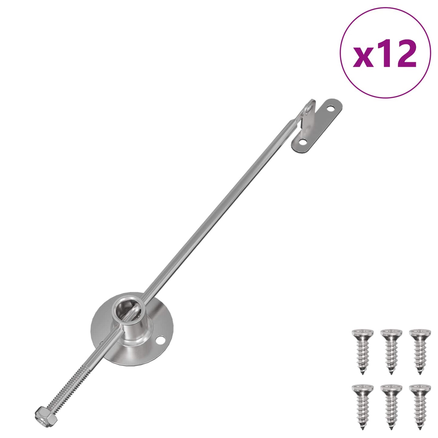 vidaXL Μεντεσές με ράβδο έλξης 12 pcs Ασημί 190 mm Μέταλλο