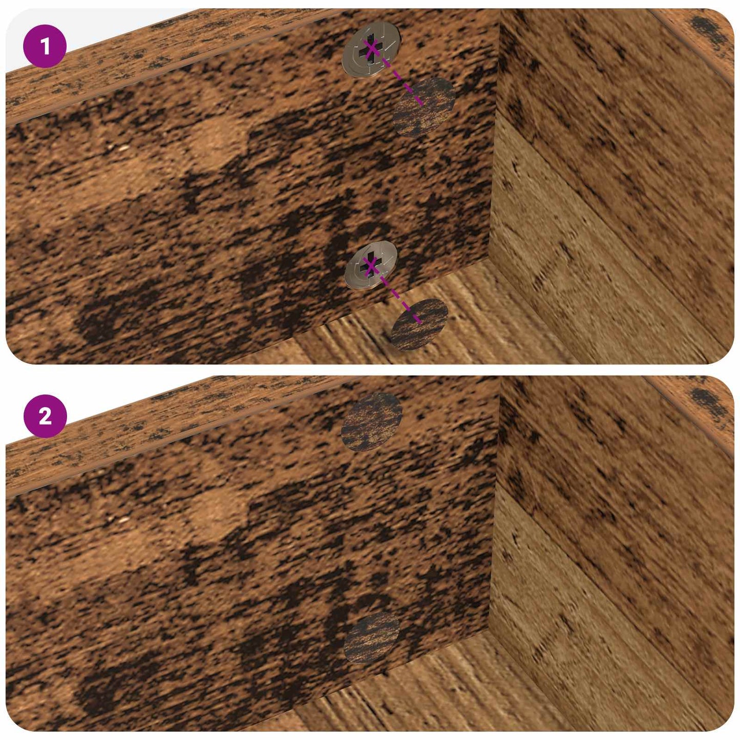 vidaXL Αυτοκόλλητη Κάλυψη Βιδών 2 pcs Παλιό ξύλο Ø 20 x 0,5 mm
