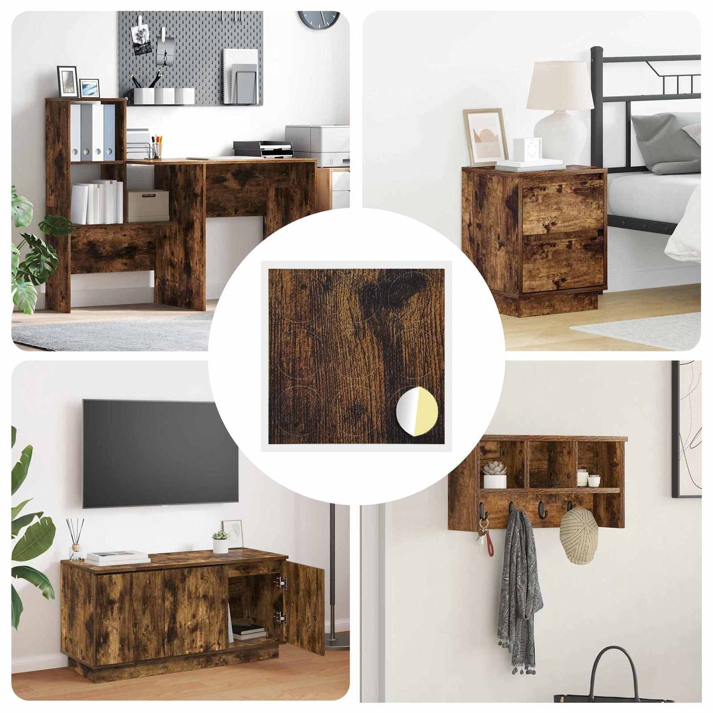 vidaXL Αυτοκόλλητη Κάλυψη Βιδών 12 pcs Καπνιστό Δρύς Ø 20 x 0,5 mm