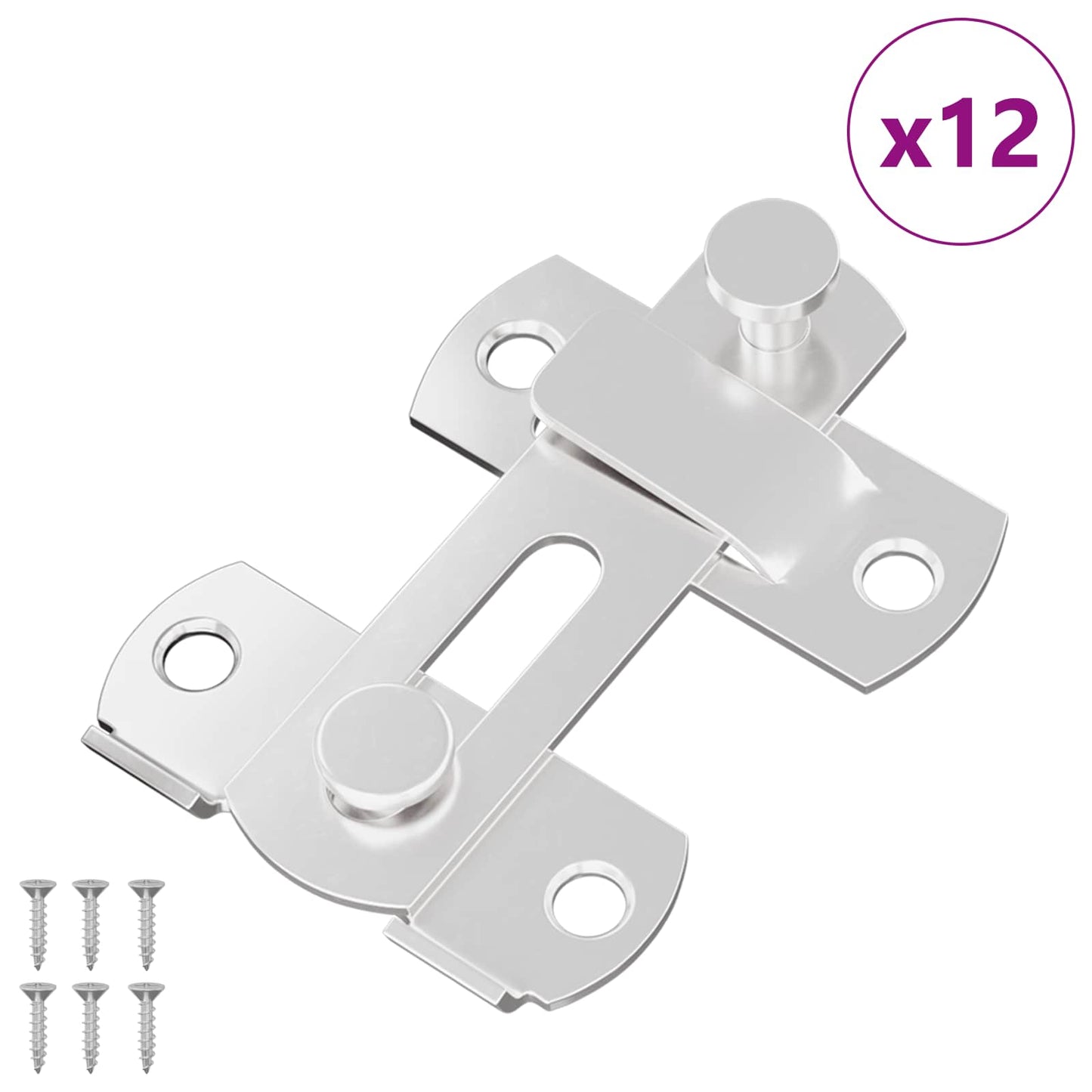 vidaXL Μεταλλικός κλειδαριάς πόρτας 12 pcs Ασημί 70 x 8 mm Ατσάλι
