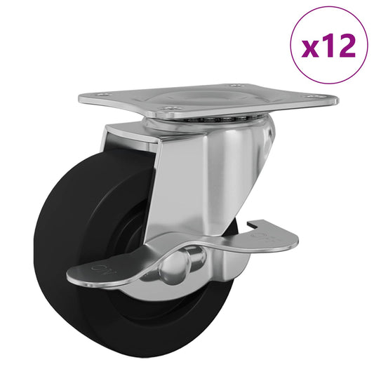 vidaXL Τροχίσκος 12 τμχ. Μαύρο και ασημί 50,7 x 50,7 x 24,4 χιλ