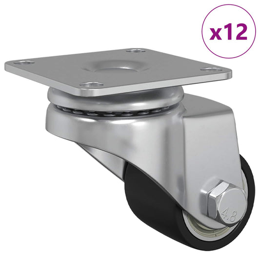vidaXL Τροχίσκος 12 τμχ. Ασημί 44,1 x 44,1 x 1,95 χιλ Νάιλον