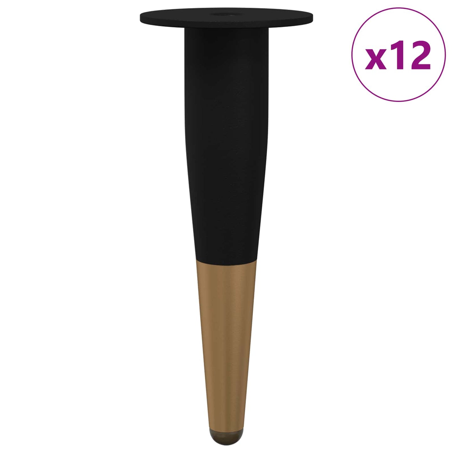 vidaXL Πόδια Επίπλων 12 pcs Μαύρο και Χρυσό Ø 40 x 98 mm Σίδερο