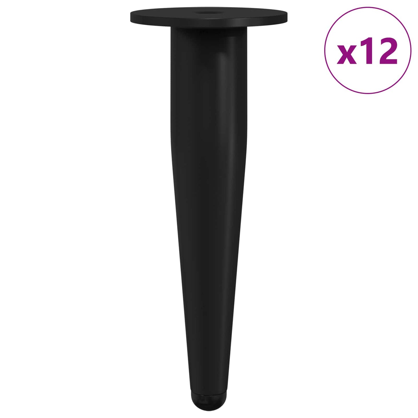 vidaXL Πόδια Επίπλων 12 pcs Μαύρο Ø 40 x 98 mm Σίδερο