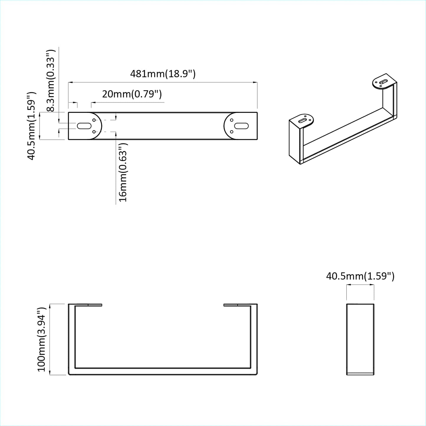 vidaXL Πόδια Επίπλων 12 pcs Μαύρο 481 x 40,5 x 100 χιλ Σίδερο