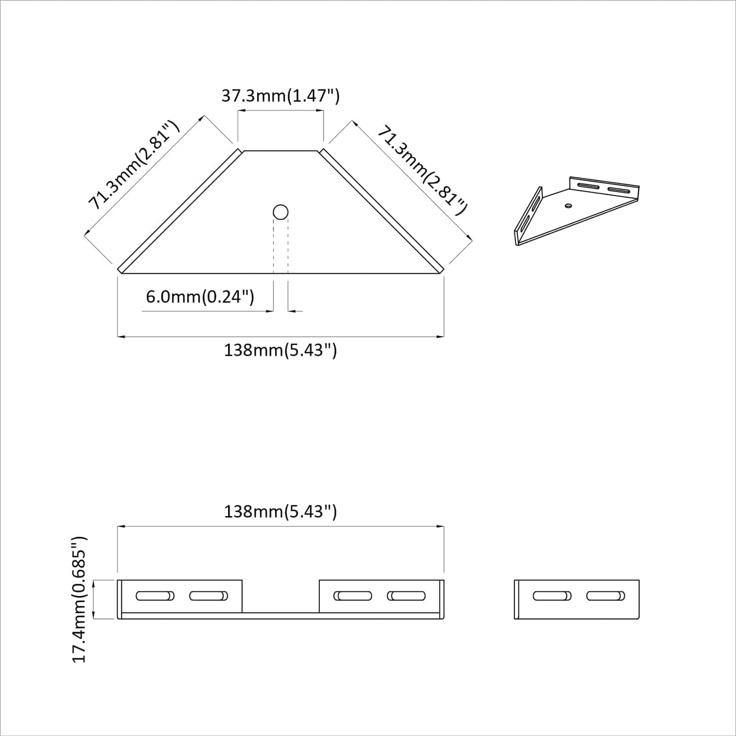 vidaXL Βραχίονας Γωνίας 2 pcs Μαύρο 138,5 x 50,5 x 16 mm Σίδερο