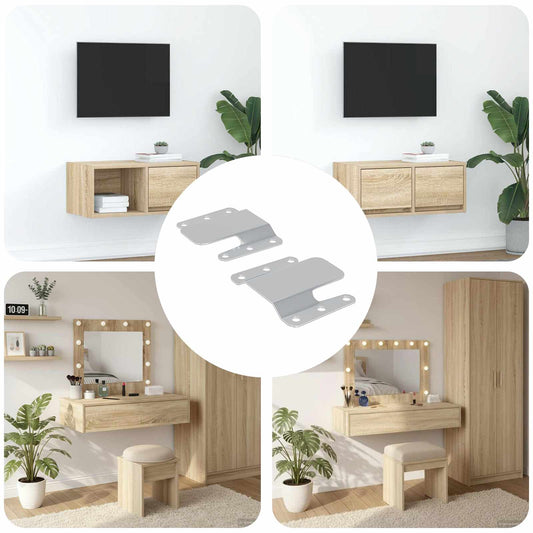 vidaXL Βραχίονας Θαμμένου Στήριξης 2 pcs Ασημί 75 x 66 x 1,4 χιλ
