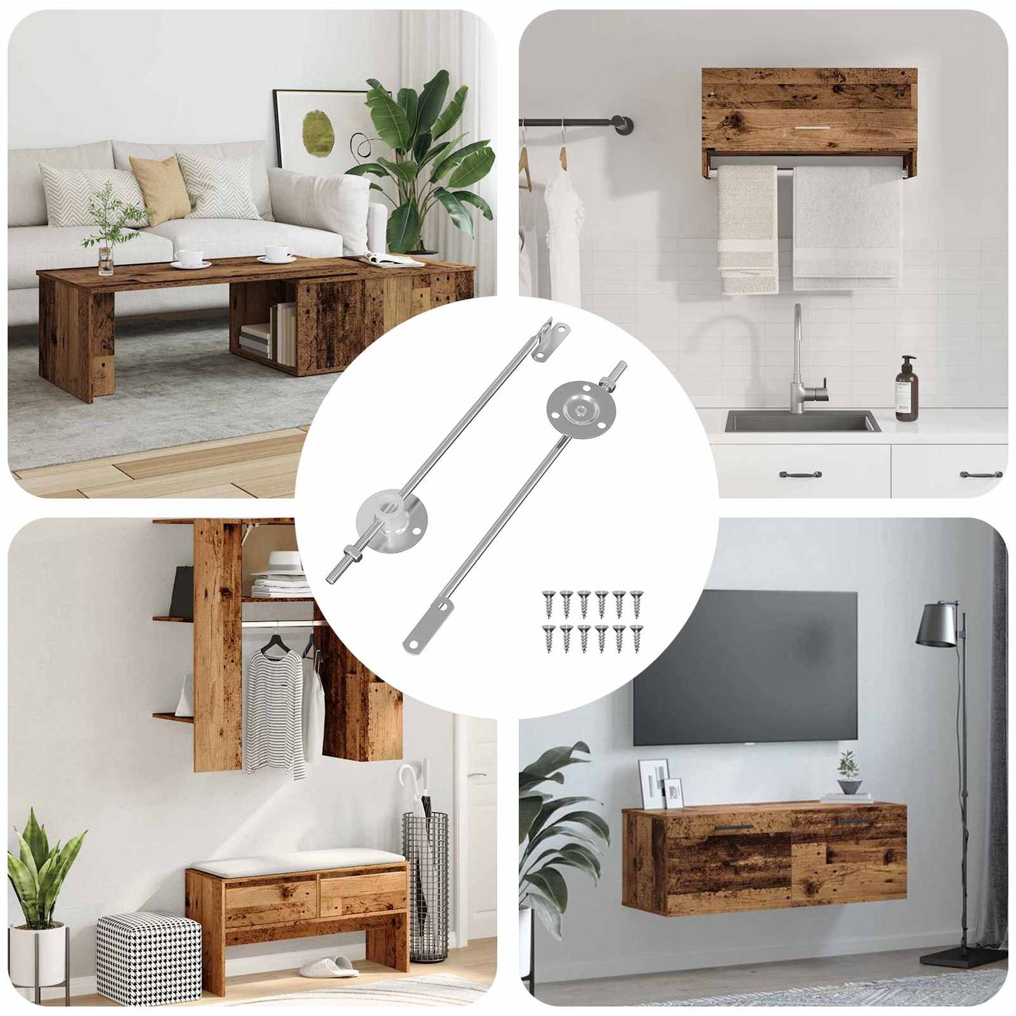 vidaXL Μεντεσές στήριξης καπακιού 2 pcs Ασημί 194 x 36 x 18 mm Σίδερο