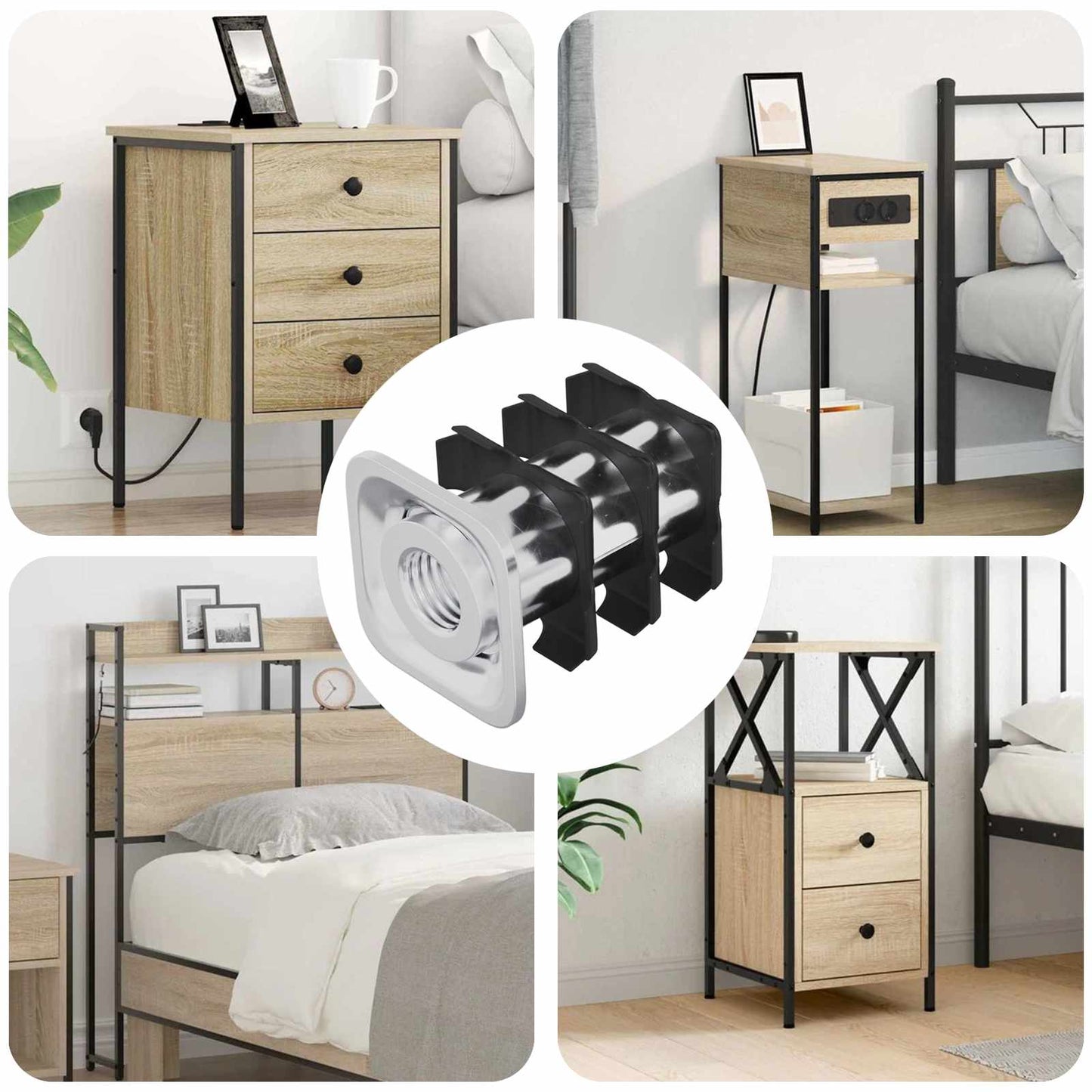 vidaXL Εισαγωγή Σωλήνα με Σπείρωμα 12 pcs Μαύρο και Ασημί