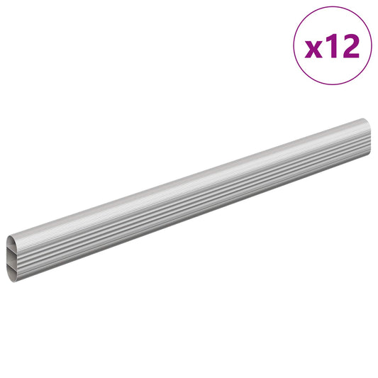 vidaXL Ράβδος Ντουλάπας 12 pcs Ασημί 316 x 15 x 29 mm