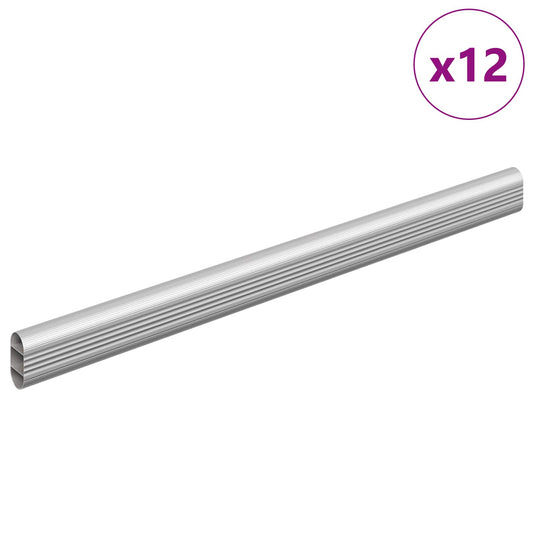 vidaXL Ράβδος Ντουλάπας 12 pcs Ασημί 464 x 15 x 29 mm