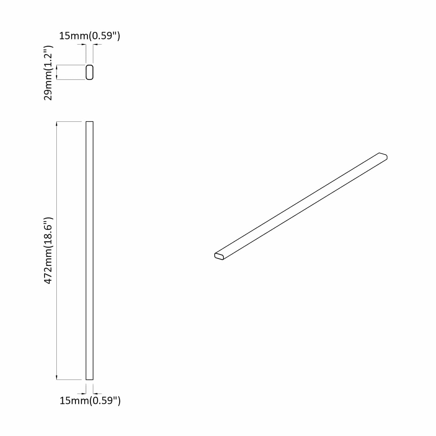 vidaXL Ράβδος Ντουλάπας 2 pcs Ασημί 472 x 15 x 29 mm Αλουμινένιο Κράμα