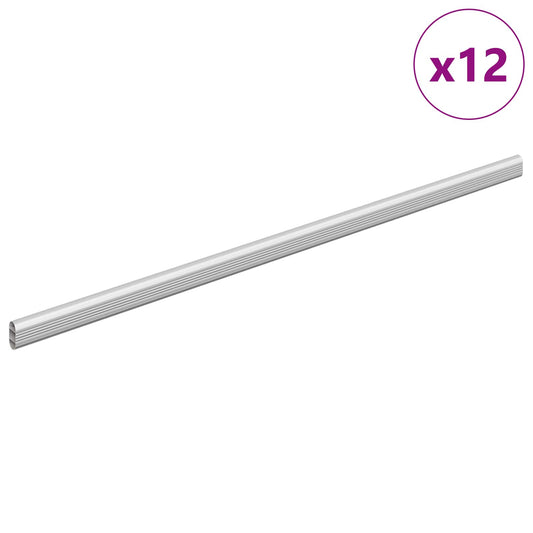 vidaXL Ράβδος Ντουλάπας 12 pcs Ασημί 664 x 15 x 29 mm