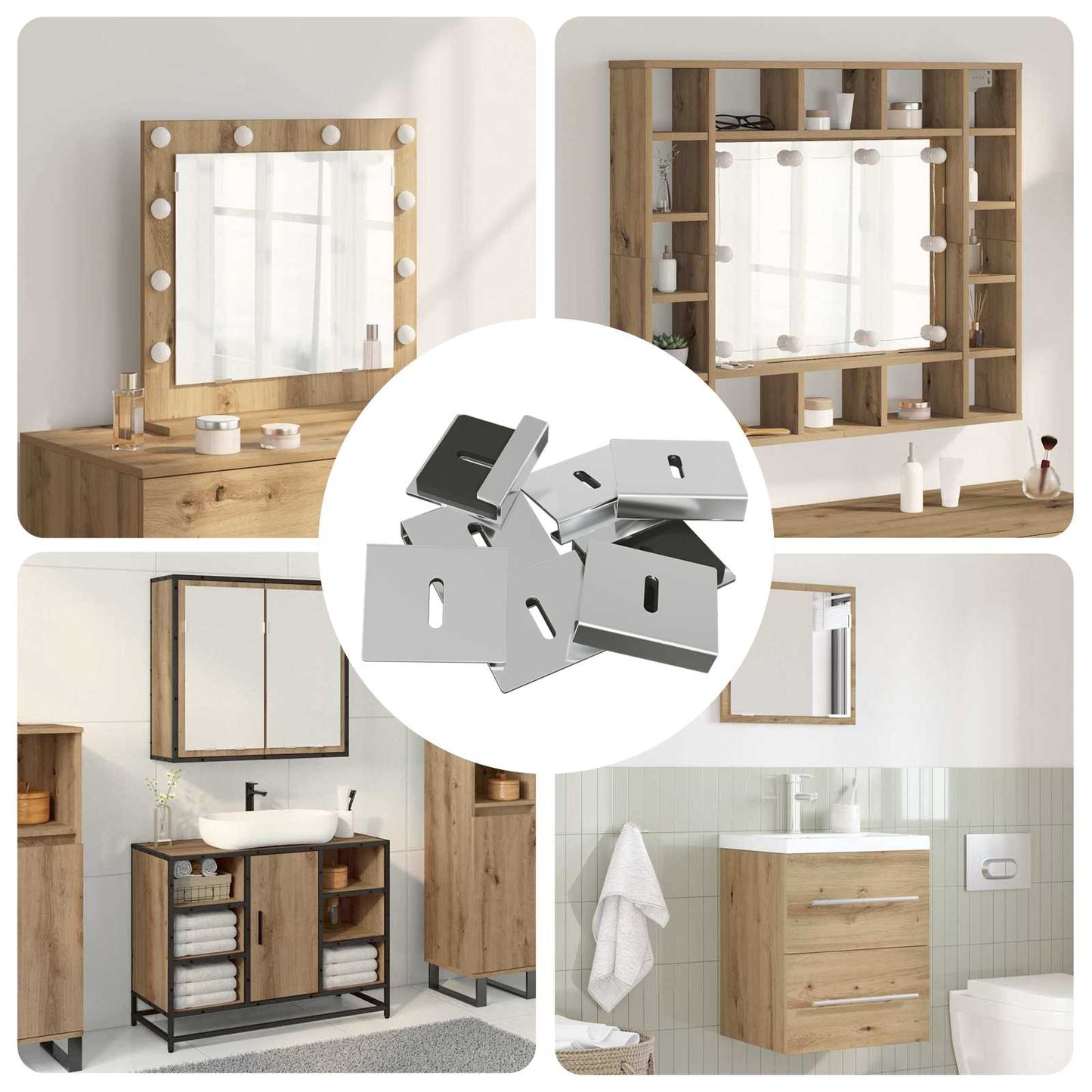 vidaXL Βραχίονας Στήριξης Καθρέφτη 2 pcs Νίκελ 35 x 30 x 8,3 mm Ατσάλι