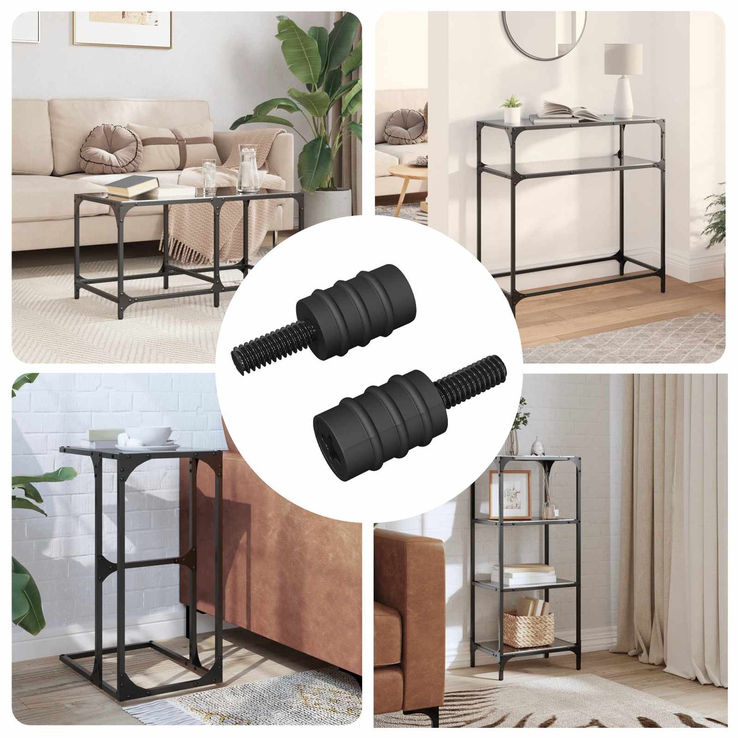 vidaXL Βίδα Στήριξης 2 pcs Μαύρο M4 Καουτσούκ και Χάλυβας