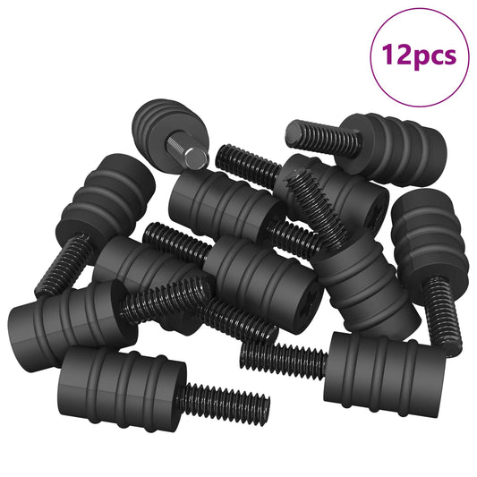 vidaXL Βίδα Στήριξης 12 pcs Μαύρο M4 Καουτσούκ και Χάλυβας