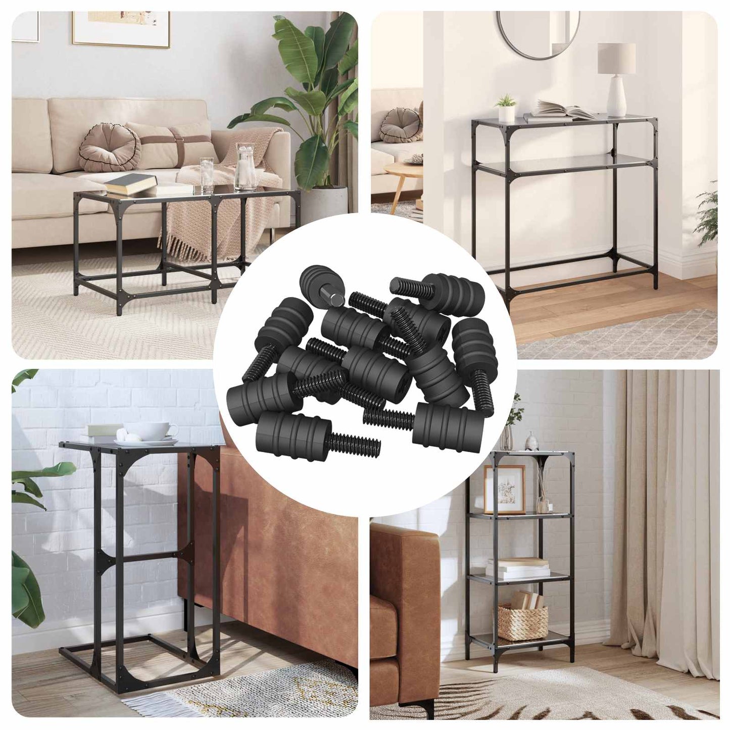 vidaXL Βίδα Στήριξης 4865 pcs Μαύρο M4 Καουτσούκ και Χάλυβας