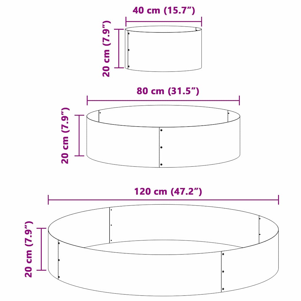 vidaXL Γλάστρα Κήπου Λευκό 120 x 120 x 20 εκ. Ψυχρής έλασης χάλυβας